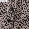 Zevity Womenファッションヒョウプリント短いスリムブラウスフランスの女性基本半袖カジュアルシャツシックな化学トップスLS9164 210603