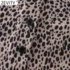 Zevity Women Fashion Leopard Print Short Slim Blouse Franska Kvinnliga Basic Short Sleeve Casual Shirts Chic Chemise Toppar LS9164 210603