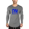 Muscleguys classic GYM Letter long sleeve t shirt men brand clothing casual slim fit Bodybuilding and Fitness stretch tshirt 210421