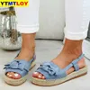 Été Casual Bow Tie Femmes Sandales Boucle Sangle Appartements Chaussures Femme Couleur Solide Peep Toe Sandalias Mujer Mode Zapato Mujer 0 x0526