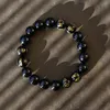 Strand pärlstav strängar tibetanska mens buddhistiska böner symboler svarta onyx meditation mala armband gåva raym22