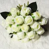 Fiori decorativi corone 18 teste home decor giardino bouquet da sposa elegante seta floreale floreale floreale floreale floral sym -y falso artificiale ro