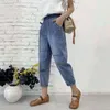 Styl Sether Style Kobiety Luźne Dorywczo Elastyczna Talia Długość Spodnie Bawełniane Denim Haft Harem Jeans W337 210512