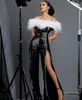 2021 Black Aftonklänningar Byxor Prom Lokaler Luxury Sequined Feather Party Dress Robes de Soirée