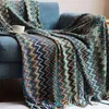 Cobertor boêmio com franja e borla, padrão listrado ondulado colorido para viagem, xale de malha, sofá, cadeira, capa de cama 2111227484849