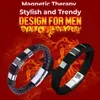 Beaded Strands Hand-woven Leather Cord Bracelet Magnet Buckle Alloy Hand Man Xmas Gift For Boyfriend Lucky Inte22