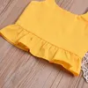 Summer Baby and Toddler Solid Strappy Top Conjuntos de pantalones cortos con estampado de girasol 210528