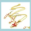 Stijl mode sieraden goud vergulde multicolor email kerstkruk voor vrouwen charmes oorbellen ketting sets drop levering 2021 hqoSD