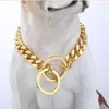 10 12 15 17MM 316L Stainless Steel Silver Color Gold Color Cuban Chain Pet Dog Collar Choker Necklace 12-32 Chokers2379