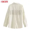 Tangada Women Beige Cotton Tassel Coats Jacket Loose Long sleeves Autumn Winter Ladies Elegant coat CE494 210928
