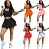 New Summer clothes Women tennis dress suits two piece set tracksuits jogging suit sleeveless tank top+shorts skirt plus size 2XL outfits casual sportswear 5092