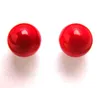 red coral round earrings