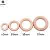 Let's Make Beech Wooden Teether Ring 10Pc 70Mm Baby Teething Crafts Toys For Rattles Wood Crib Mobile 211106