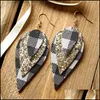 Dangle & Chandelier Earrings Jewelry S1900 Fashion Pu Leather Three Layers Geometric Plaid Sequins Faux Drop Delivery 2021 I2Wou