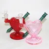 Tubi di acqua di vetro a forma di cuore Pipa di fumo Acqua Bong Oil Rigs Narghilè Dab Rig Dry Herb Vap bong Accessori per fumatori