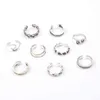 9 stks / set ring vrouwen hoge kwaliteit unieke verstelbare opening vinger retro gesneden teen voet strand sieraden