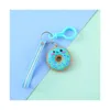 Decompression Toy Keychain Charms Mini Kawaii Plastic Food Novelty Donuts Cake Ice Cream Pendant For Key Backpack Decoration Girl