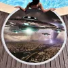 Cross Border Spacecraft 3D Printed Beach Towels Blanket Microfiber Circular Tassel Bath Towel for Living Room Decoration Blankets