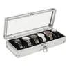 Estuches para joyas, bolsas Caja de metal Almacenamiento de relojes Caja de aleación de aluminio Útil 6/12 Ranuras de rejilla Relojes de joyería Pantalla de aluminio