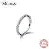 Modian High Quality 925 Sterling Srebrny świetlisty cyrkon Prosty stosy w stosy ślubne pierścionki zaręczynowe dla kobiet biżury bijoux 2221L