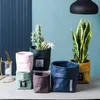 Kraft papperspåse form keramisk blomma växt potten nordisk industriell stil Färgrik succulent planter med hål 210615