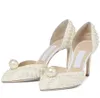 Chaussures de mariée de mariée élégante Sacora Lady Sandales Perles Cuir Marques de luxe Marques High Talons Femmes marchant avec une boîte, eu35-42