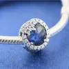 100% 925 Sterling Silver Radiant Blue with Snowflake Charm Bead Fits European Pandora Style Jewelry Charm Bracelets