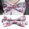 Bräutigam Fliege Krawatte Baumwolldruck Mode Nacken Krawatten Rose Blumenhochzeitsfeiern Bowtie Noeud Papillon Mariage Shirt Accessoires