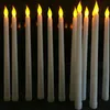 6 Pieces Plastic Flickering Flameless LED Taper Candles with Bullet flame,28 cm Yellow Amber Battery Christmas Candles