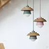 Nordic Minimalist Restaurant Solid Wood Single Pendant Lamp Creative Dining Table Macaron Color Matte Iron E27 Lighting Lamps