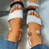 Letnie damskie zroszony perłowo sandały kapcie kobiety panie mieszkania Sandal flip flop casual płaskie buty tłucznicze