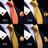 Rbocott stropdas zakdoek manchetknoop rode solide set voor mannen bruiloft heren duidelijke zak vierkant goud oranje banden 8cm