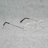 Kvinnors modedesigner solglasögon vintage Rimless Square Clear Men ovala trådglasögon Optisk metallram överdimensionerade glasögonkvinnor för att läsa oculos