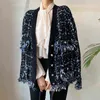 [EWQ] Korea Chic Autumn Winter V-neck Tassel Wool Mixed Color Knitted Cardigan Loose Long Sleeve Black Sweater Coat 2022 16E4362 211218