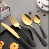 Party favör 24pcs kniv gaffel sked bestick bestick familjen sex kostymer porslin dinnerware köksredskap med förvaring rack presentförpackning