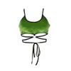 Kvinnors tankar Kvinnor Camis Crop Top Bandage ￤rml￶s Polyester Green Women Dancing Halter Vest f￶r Streetwear