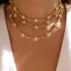 Gargantillas Moda Arco iris Colorido Estrella Cz Bar Enlace Cadena Gargantilla Collares Para Mujeres Encanto Geométrico Delicado Regalo de Navidad