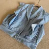 [EWQ] Corée Chic Été Casual Revers Volant Lâche Bleu Sans Manches Veste Veste Femmes Été Bleu Tendance Dames Vêtements 16E 210817