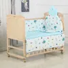 5Pcs 11060CM Newborn Baby Bedding Set For Girl Boy Crib Bumper Protector Crown Design Baby Bed Sheet Pillowcase5105665