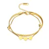 Luxurious Gilding Metal Golden Chains Hand Bracelets Two Styles Design Loop Snake Chain And Square Link With Hearts Decoration Wholesale