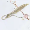 Bookmark Dried Flower Specimen Vintage Feather Reading Mark Metal Book Clip Hanging Beautiful For Tassel