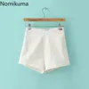 Nomikuma Hög midja Kort Denim Byxor Kvinnor Solid Färg Stretch Jeans Slim Fit Side Zipper Shorts Streetwear Pantalones 210514