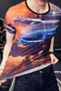 Starry Sky Print T-shirt Mannen Zomer Korte Mouw O-hals Tops Tees Ademend Sportkleding Fitness Tight Body Tshirt Streetwear 210527