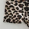 Za Animal Print Mini Dress Retro Leopard Klänning Lapel Collar Kortärmad Framknapp Kvinna High Street Korta Klänningar 210602