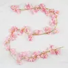 70" / 1.8M Artificial Cherry Blossom Hanging Vine Silk Flowers Garland Fake Plants Leaf For Home Wedding Decor 100pcs/lot Decorative & Wreat