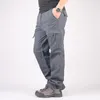 Men's Pants Men Cargo Multi Pockets Straight Baggy Long Trousers Streetwear Casual Cotton Army Slacks Military Tactical