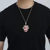 Hip Hop Lab Diamond Clown Pendant Necklace Iced Out Zircon Gold Silver Plated with Stainless Steel Rope Chain308Y