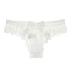 Women Bow Sexy White Lace Lingerie String Underwear Female T-back Thong Sheer Panties Back Transparent Knickers Women's266V