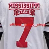 2020 NCAA NEW Mississippi State Bulldogs MSU Fotboll Jersey College 7 Stevens White All Stitched och Broderi