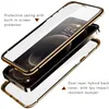 Magnetic Adsorption Cases for iPhone 15 14 13 12 Pro Max 11 XR 8 Plus Full Covered Dual Tempered Glass Phone Back Cover Case izeso